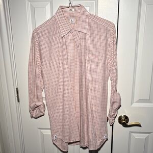 Peter Millar M Orange & White Button Down w/ Pocket Square